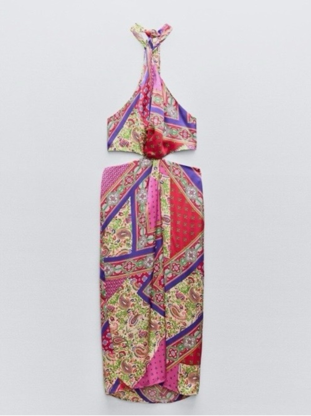 Zara Backless Paisley Dress in Pink, Purple and Red